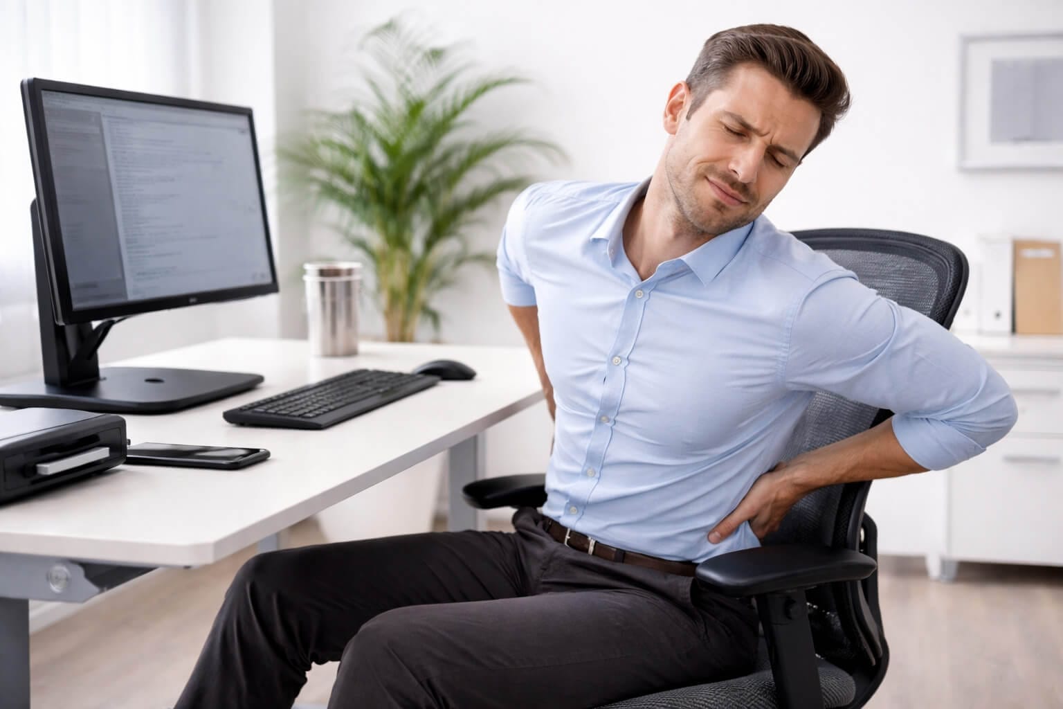 Ergonomía laboral: cómo mejorar tu postura para evitar dolor de espalda Ergonomía laboral cómo mejorar tu postura para evitar dolor de espalda en oficina