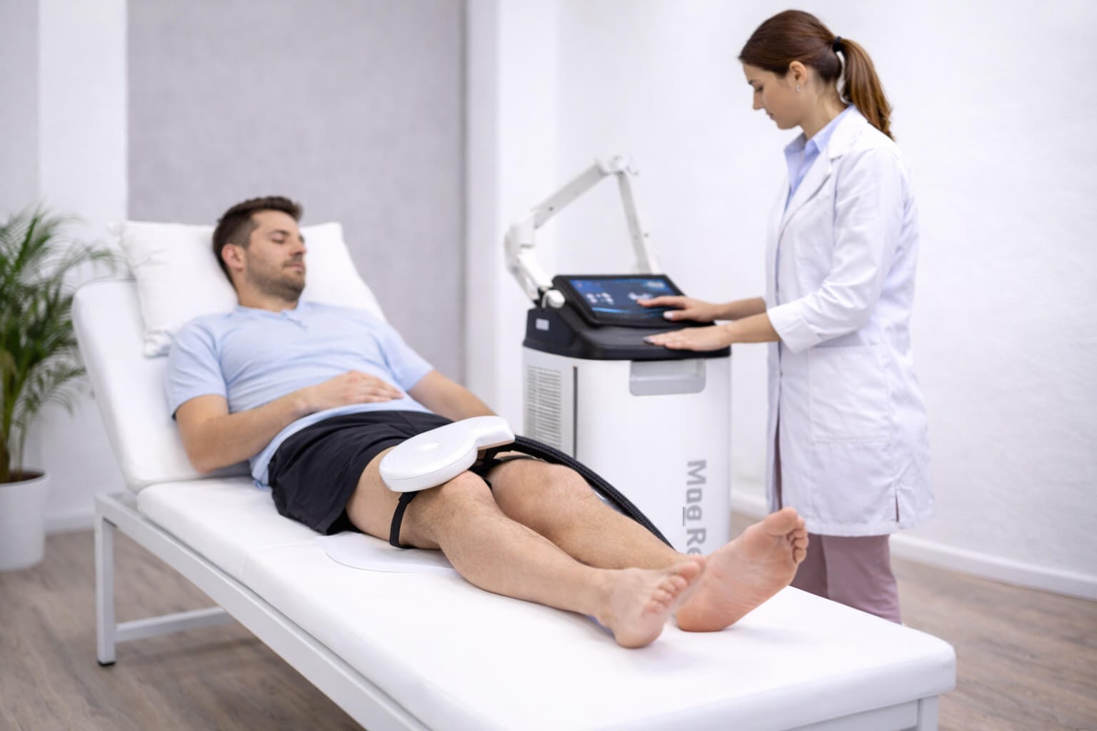 Sesión de estimulación magnética periférica MagRex Sesión de estimulación magnética periférica MagRex en una clínica de fisioterapia